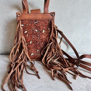 Brown Leather Fringe Bag